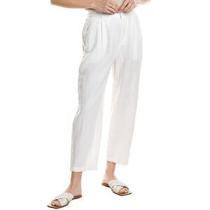Bella Dahl Womens Relaxed Pleat Front Linen Trouser, White